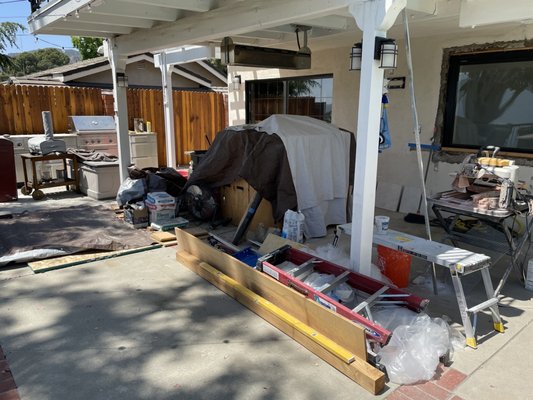 He just dumps everything all over the place. I could not even use my back yard or outdoor kitchen