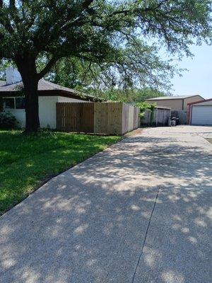 From the street view of fence repair.