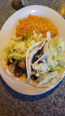 Chipotle BBQ duck tacos and rice