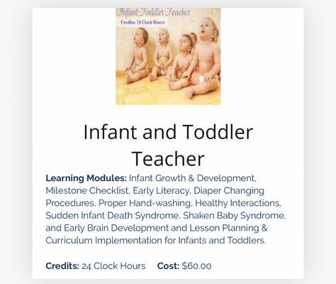 Infant and Toddler Teacher online course