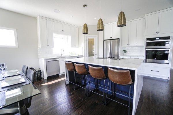 Waterfall kitchen island