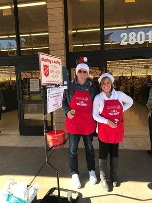 Our Family Ringing the bell for those in need for Salvation Army