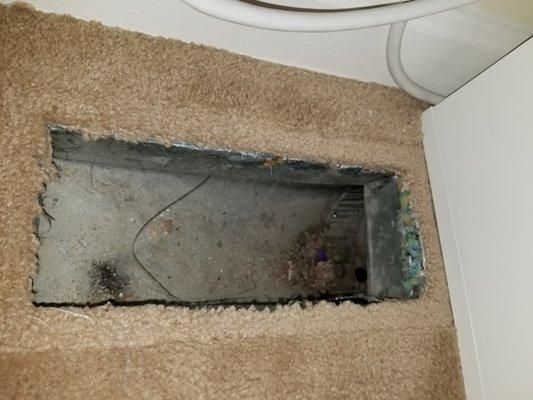 Floor duct upon move in. We were blamed for AC not working.