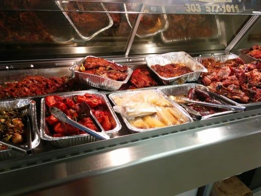 Assortment of the cooked meats you can buy. Eat here or take it to go. I tried the barbacoa and ribs. Delicious.