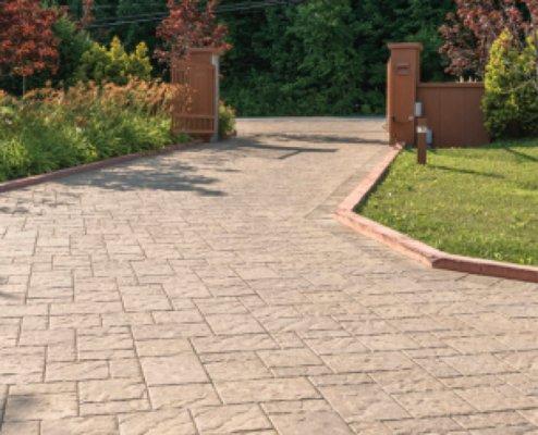 Driveway constructed out of paving stones.