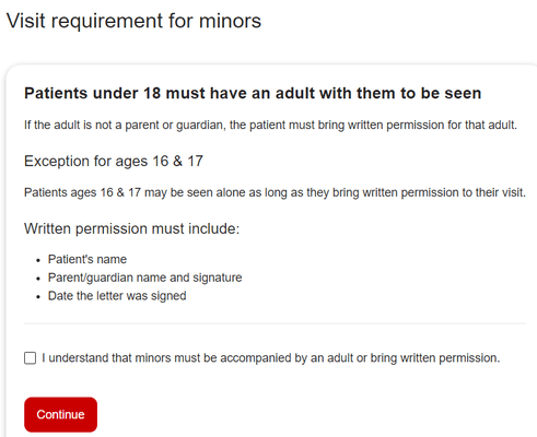 Requirement for minors