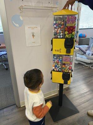 After the appt, he got a gold token to choose a toy and a balloon!