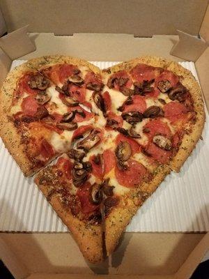 Heart Shaped Pizza for Valentine's Day