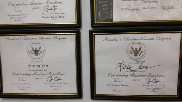 Several Presidential Awards have been awarded to ABC students.