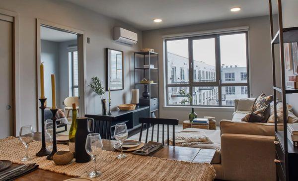 Living room with a large window