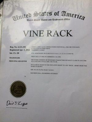 To view the entire "VINE RACK" vineyard,
go to: www.mrvinerack.com