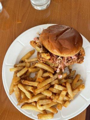 Fried chicken sandwich with dark meat