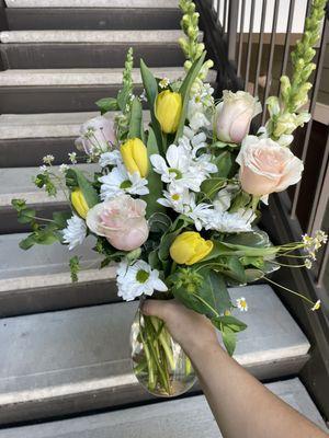 pastel meadow vase arrangement