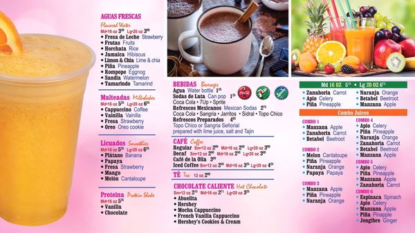 Drinks, Natural Juices, Hot Chocolate, Coffee