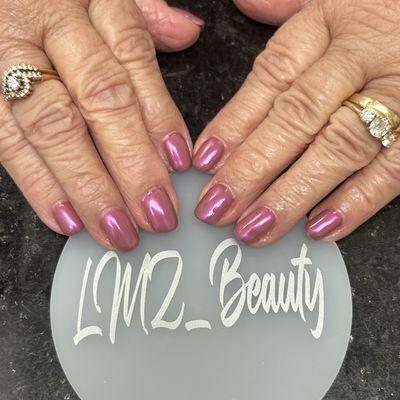 Gel Manicure, With Crome Powder Add On.