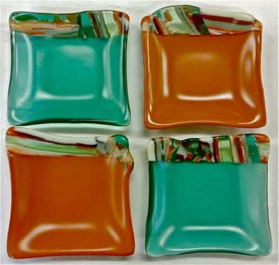 Fused glass appetizer plates.