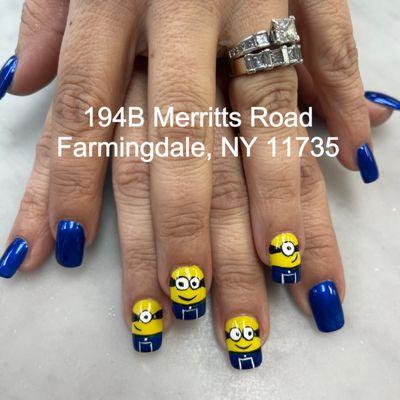 Minion-themed nails inspired by the new Minion movie