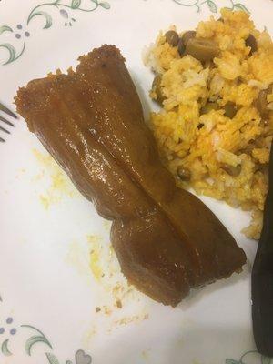 Pasteles (the rice not included I made the rice myself)