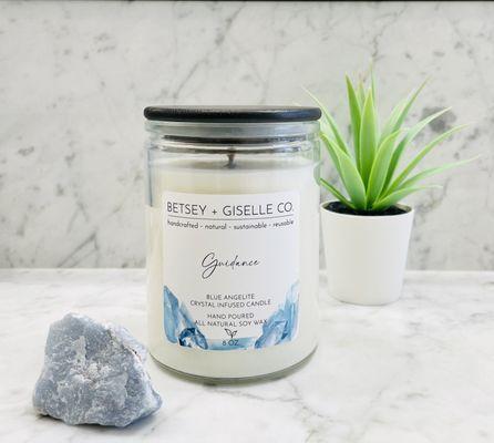 Hand poured Soy Candles with Crystals