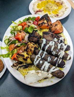 Mixed grill plate comes with salad and hummus!