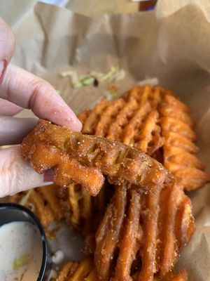 Sweet potato fries stuck together