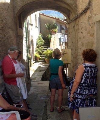 Demonstration painting in Pruno, Italy.