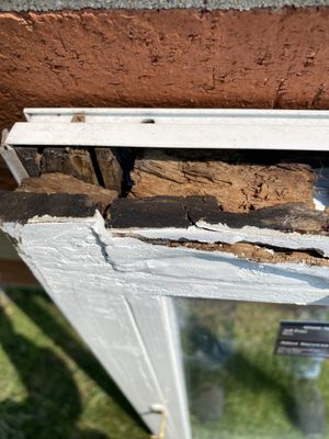 A rotted Pella sash that was later repaired.