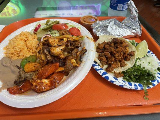 Fajitas Mixta and taco al pastor