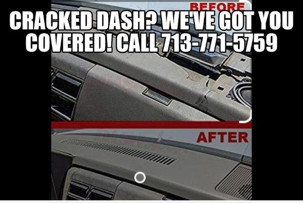 Cracked Dash? We got you Covered! Call Stetson Auto Trim 713-771-5759 #dashcover #stetsonauto #houstondashcover #houstonautotrim #autotrim