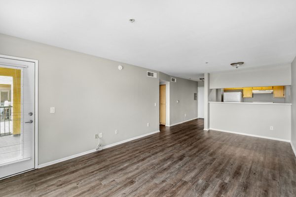 Vacant Apartment Living Room and Kitchen at Harvard Yard Apartments