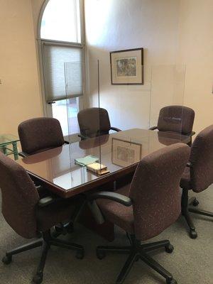 We have the ability for clients to enter directly into the conference room from outside. Attorney and client are separated by a divider