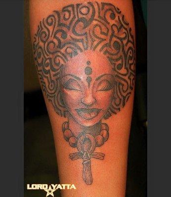 Afro , Maze Werk tribal tattoo with Ankh
 by Lord Yatta Arte