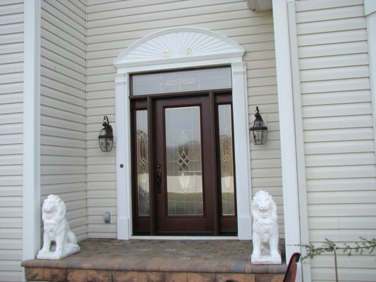 Entry door, sidelites and transom with 10 yr warranty on finish.