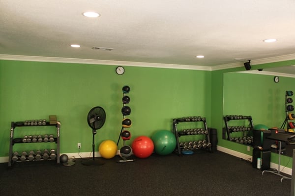 One half of private exercise room.