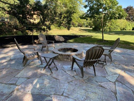 Patio with fire pit kit.