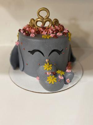 Holi Festival Elephant Cake with Gold Tiara