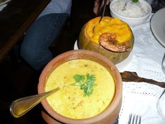 Seafood and Pumpkin Stew (top) and Seafood Stew (bottom)