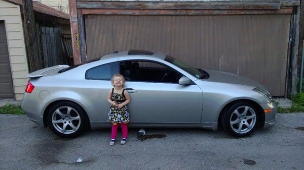 My daughter next to the car I had Chicago car keys make a key for (03 G35)