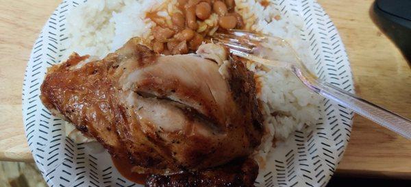 Baked Chicken with Rice and Beans.