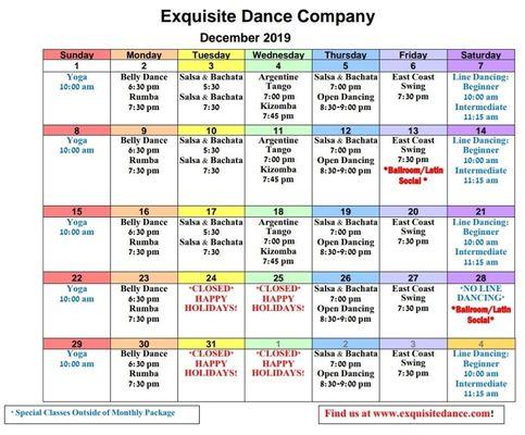 That's the schedule of the classes!! Choose the style and instructor!! Join the fun!!