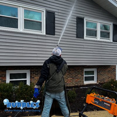 Pressure washing of soffits & fascia.