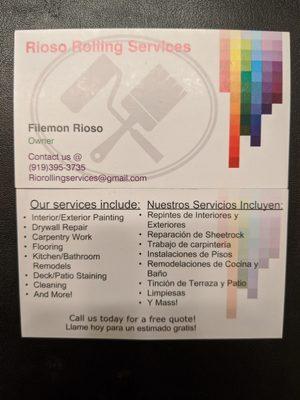 Business Card with Services offer