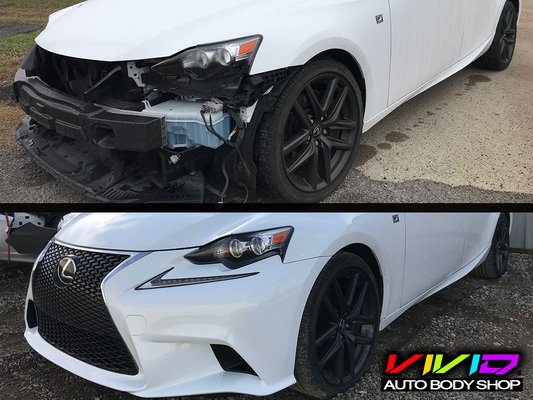 Front end repairs on a Lexus IS-F sedan.  Super clean!!!