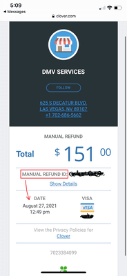 Date shows when I went in for my refund.