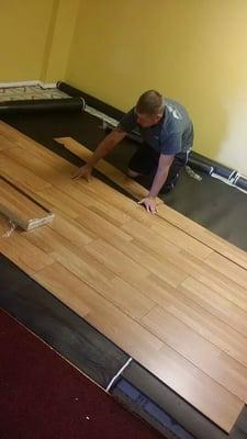 We install flooring to from ceramic tile laminates to hardwood