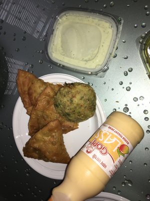 6. Vegetable Samosa 9. Aloo Tikki 67. Mango Lassi