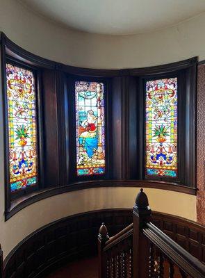 Beautiful stained glass in the staircase