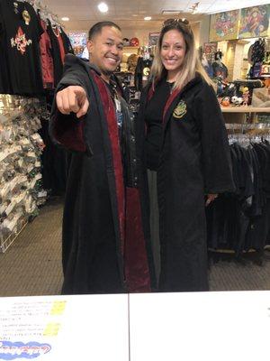 Caught this couple walking out in their new Hogwarts robes come get them at Comis-N-Stuff