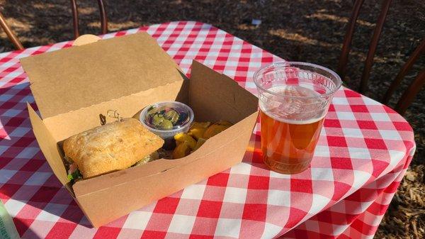 Pork sammy to go with local Docent brew to wash it down. Yum!