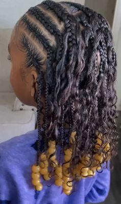 KIDS 2 LAYER BRAIDS / CORNROWS AND KNOTLESS BRAIDS WITH BEADS